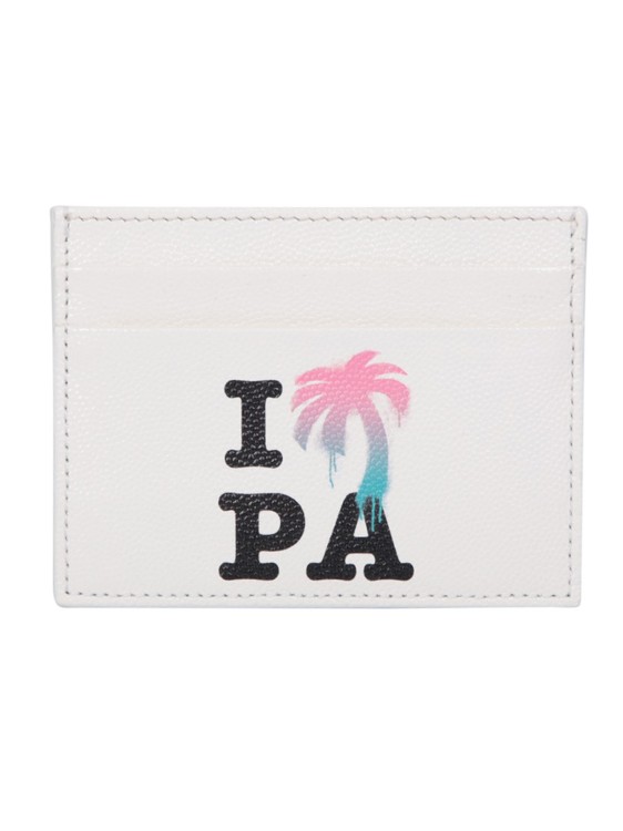 Shop Palm Angels Graphic-print Cream Cardholder In White