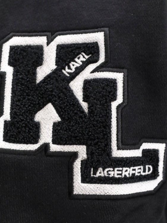 Shop Karl Lagerfeld Varsity Organic Cotton Sweatshirt In Black