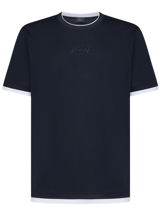 Shop Brioni Navy Blue T-shirt