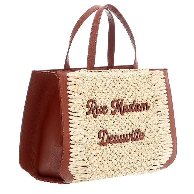 Rue Madame Nassau Xl Leather And Raffia In Neutrals