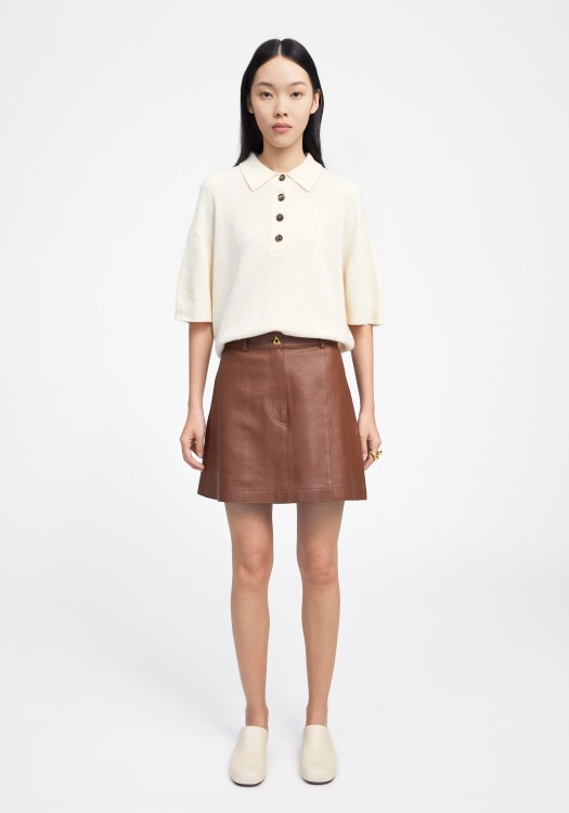 Shop Aeron Rudens - Leather Mini Skirt In Brown
