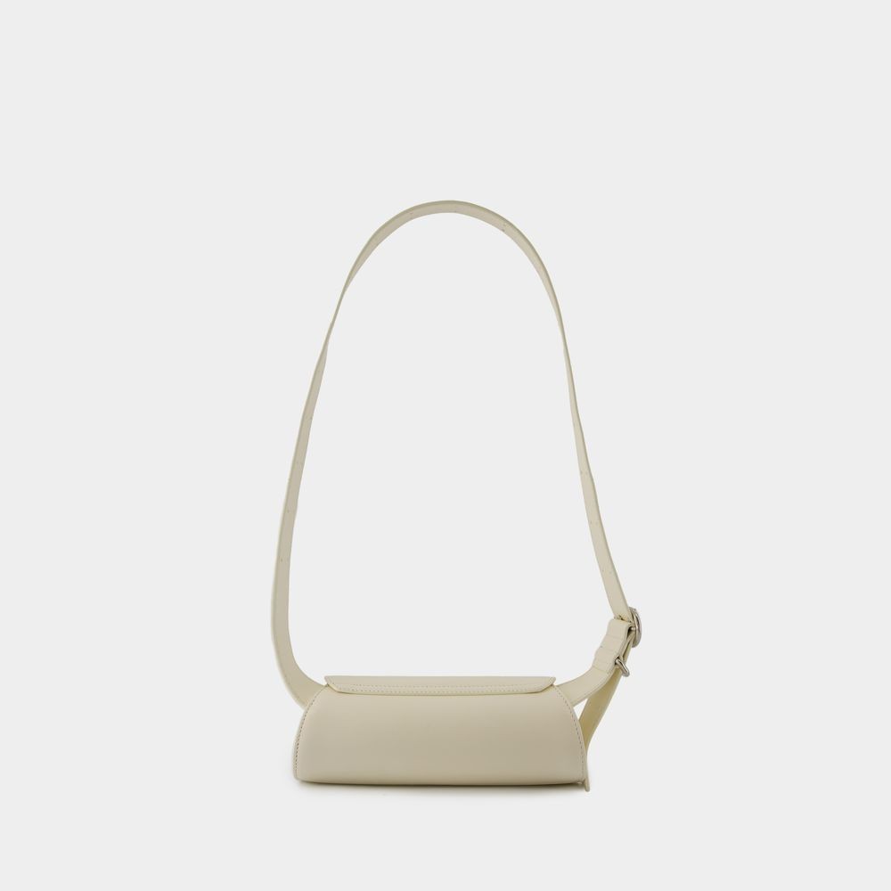 Jil Sander Small Leather Shoulder Bag With Adjustable Handle In White