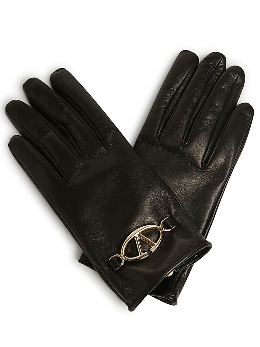 Valentino Luxury Leather Gloves With Elegant Logo Detail And Refined Finish In Black