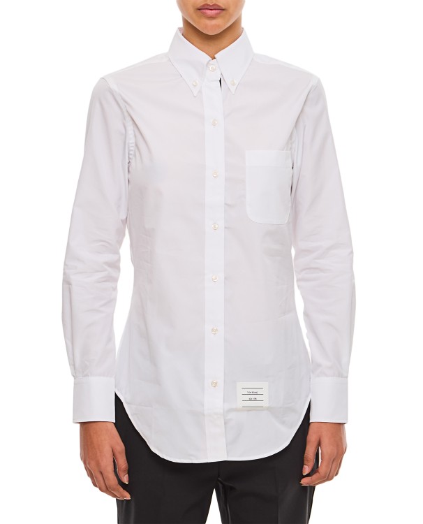 Thom Browne Classic Point Collar Poplin Shirt In White