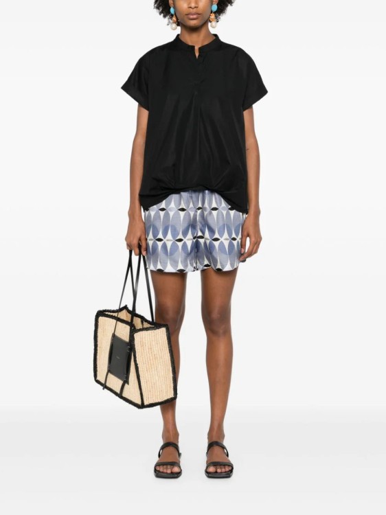 Lorena Antoniazzi Gathered Poplin Blouse In Black