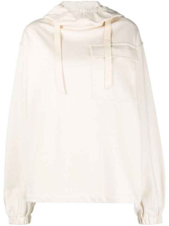 Shop Jil Sander Flap Pocket Beige Sweatshirt In White