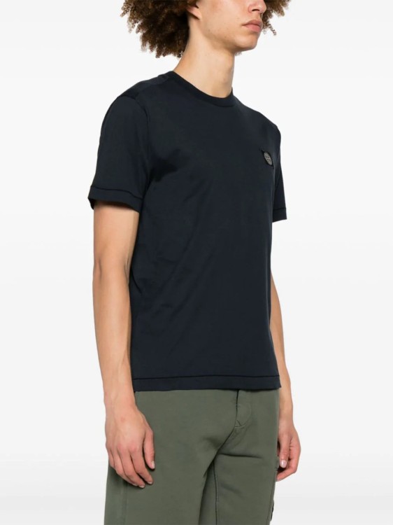 Shop Stone Island Compass-patch Cotton T-shirt In Blue