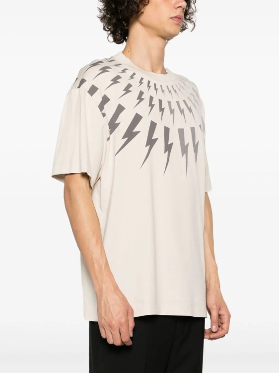 Shop Neil Barrett Ecru Degrade Thunderbolt T-shirt In White