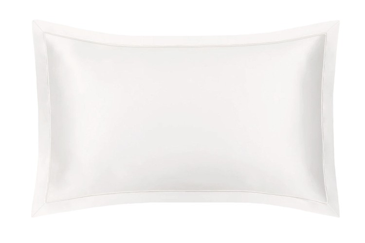 Mayfairsilk Ivory Oxford Pure Silk Pillowcase - Ivory Piping In White