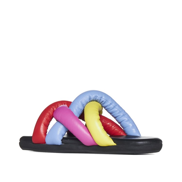 Shop Moncler Jbraided Leather Slides In Red