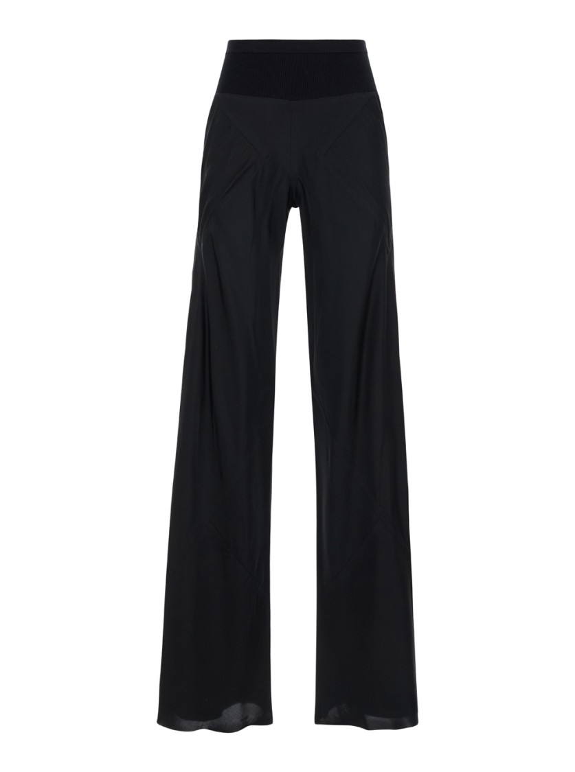 Rick Owens Black Relaxed High Waist Pants In Lightweight Fabric In Black