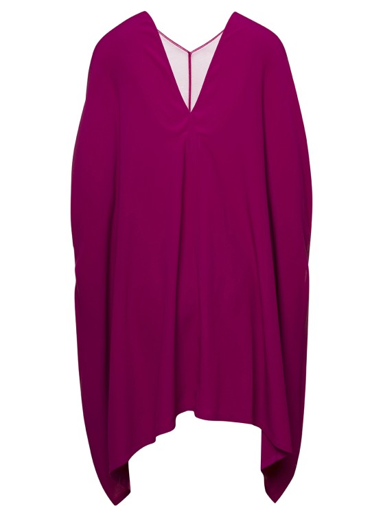 Shop Rick Owens Babel' Fuchsia Kaftan With Plunging Neckline And Mesh Panelling In Acetate In Pink