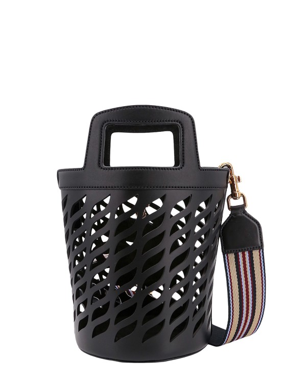 Shop Etro Perforated Leather Bucket Bag With Shoulder Strap In Black