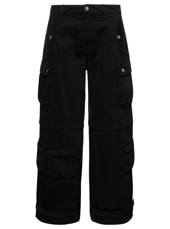 Rosalia' Black Low Waisted Cargo Jeans With Patch Pockets In Cotton Denim  by Icon Denim in Black color for Luxury Clothing