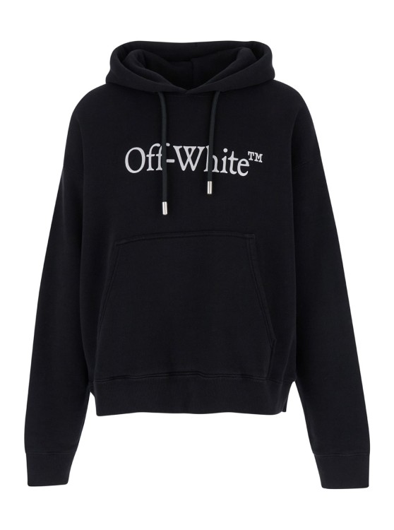 Shop Off-white Black Hoodie With Logo Lettering Print In Jersey