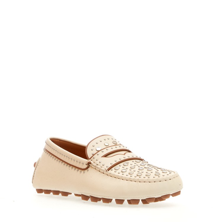 Shop Tod's White Leather Moccasin With Studs