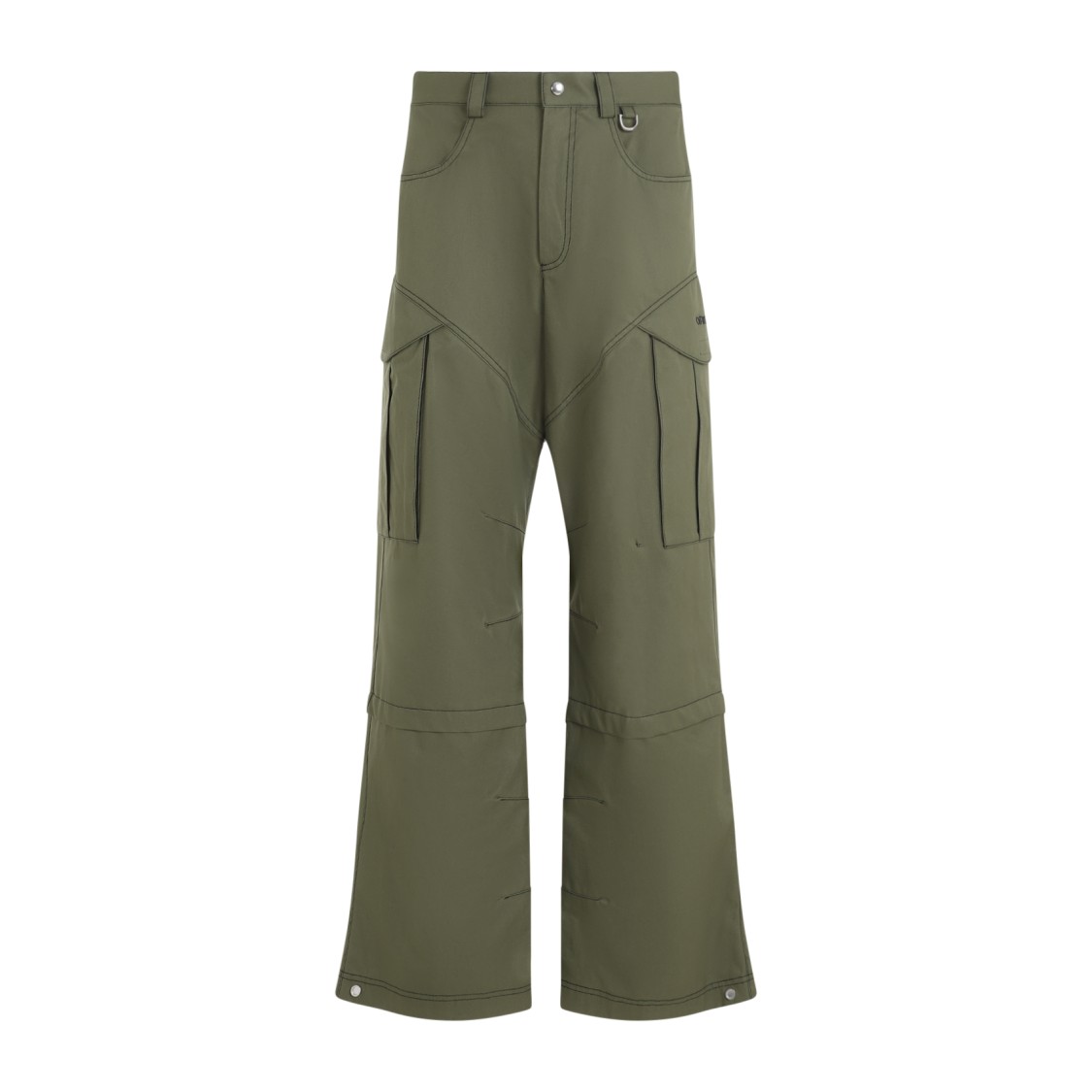 Shop Off-white Trendy Casual Trousers With Utility Pockets And Comfortable Fit In Green