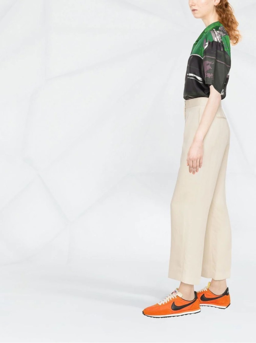 Msgm High-waisted Relaxed-fit Trousers In Neutrals
