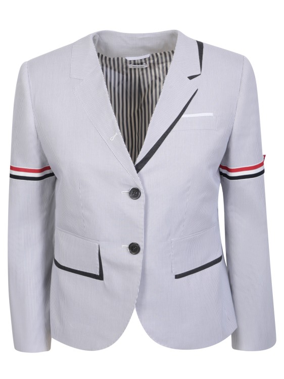 Thom Browne Tailored Seersucker Jacket In Grey