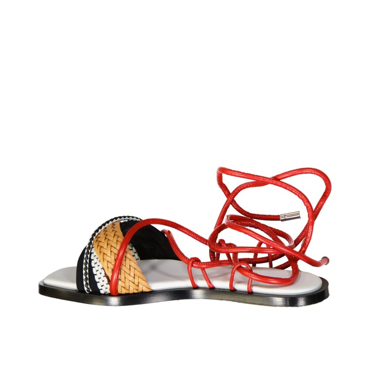 Shop Sportmax Flavio Leather Sandals In Red