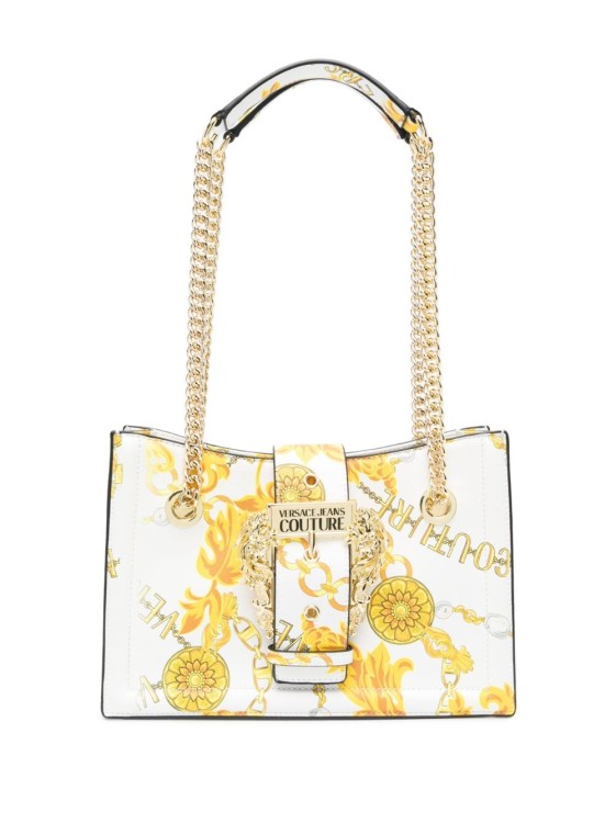 Shop Versace Jeans Couture White Handbag With Chain Top Handle