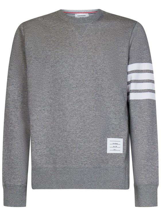 Shop Thom Browne Grey Loopback Cotton Crewneck Sweatshirt