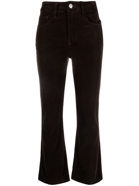 Frame Concealed Fly-fastening Cotton-blend Bootcut Trousers In Black