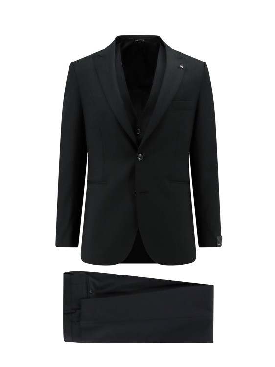 TAGLIATORE VIRGIN WOOL SUIT WITH VEST WITH FIVE BUTTONS