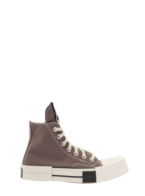 Shop Drkshdw Turbodrk' Dark Grey High-top Sneakers With Chunky Sole In Canvas In Neutrals