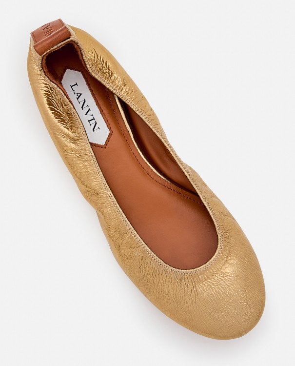 Shop Lanvin Metallic Leather Ballet Flats In Gold