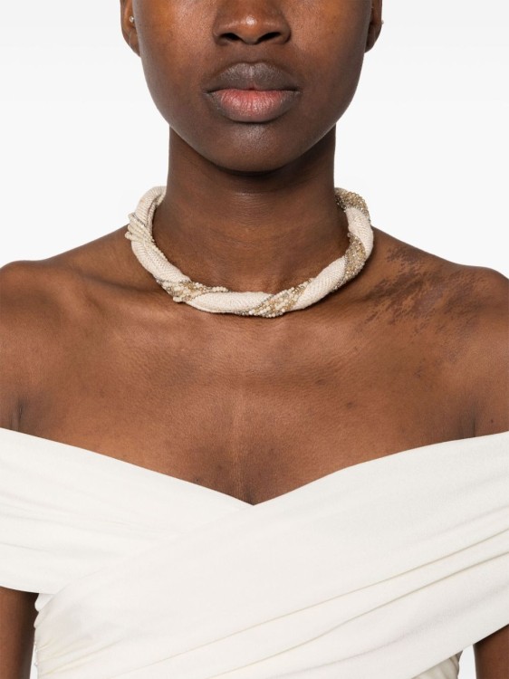 Shop Peserico Beige Beads Necklace In Not Applicable