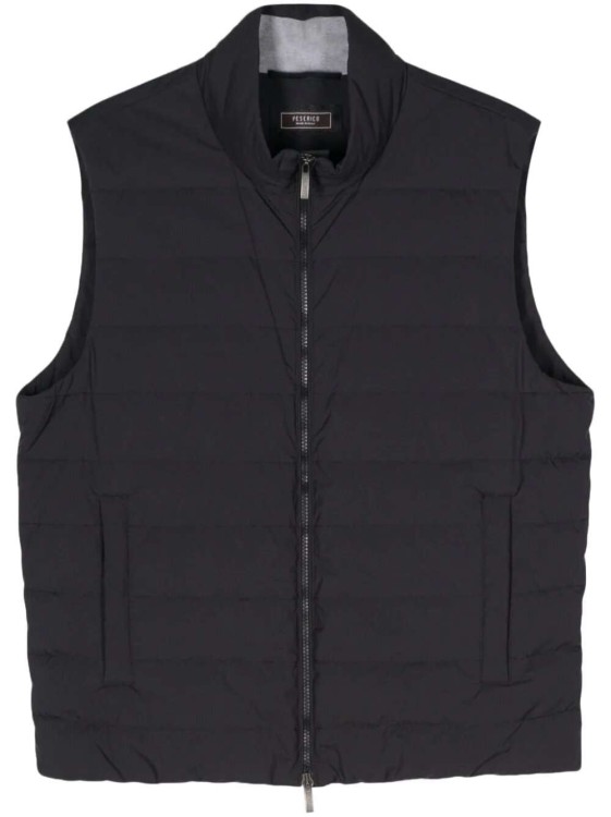 Shop Peserico Navy Blue Quilted Padded Gilet