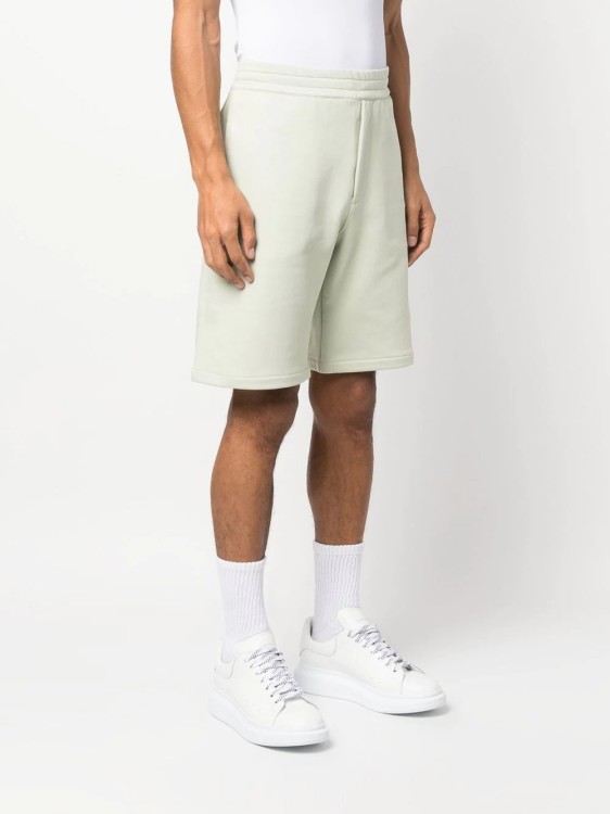 Shop Alexander Mcqueen Green Logo-embroidered Shorts In White