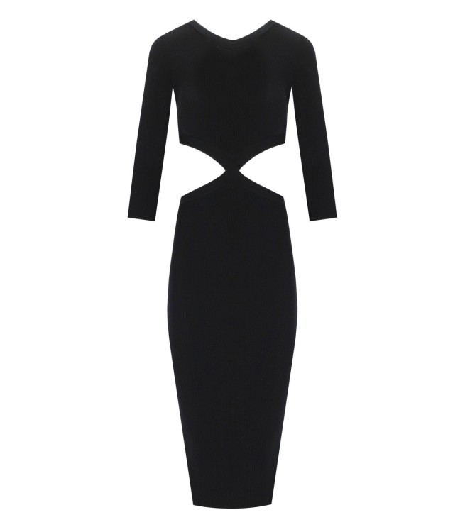 Shop Elisabetta Franchi Black Cut-out Knitted Dress