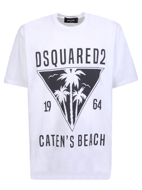 Shop Dsquared2 White Caten's Beach T-shirt In Neutrals