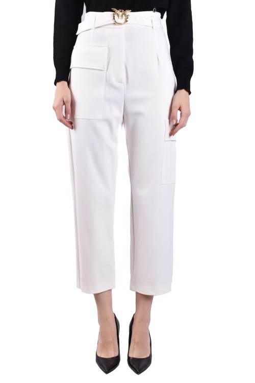 Shop Pinko White Cropped Trousers