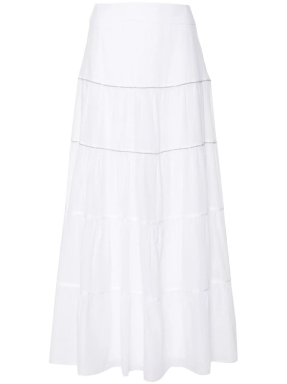 Shop Peserico White Beads Maxi Skirt