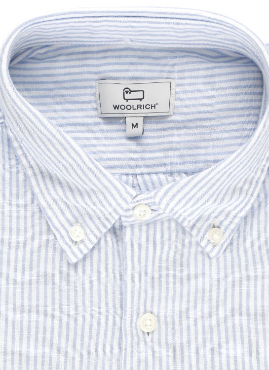 Shop Woolrich Blend Linen Shirt In Blue