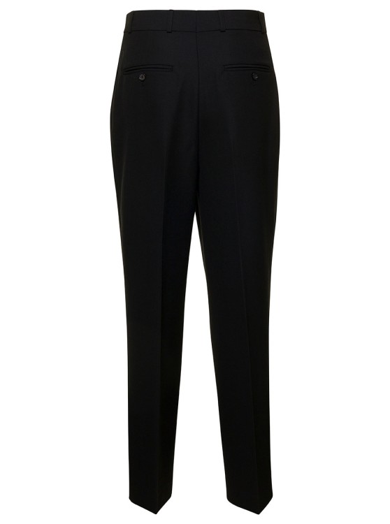 Shop Totême Black Double Pleated Tailored Trousers In Wool Blend