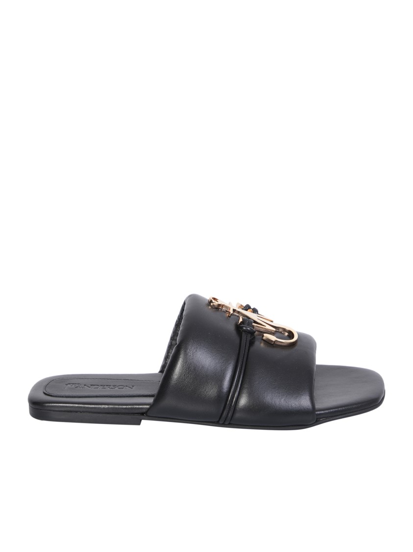 Jw Anderson J. W.anderson Solid Color Faux Leather Sandals With Golden Detail In Grey