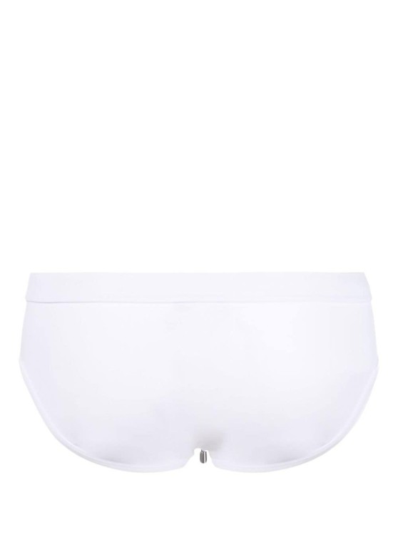 Shop Dolce & Gabbana White Swim Briefs With Branded Drawstring And Logo Tag In Stretch Polyamide