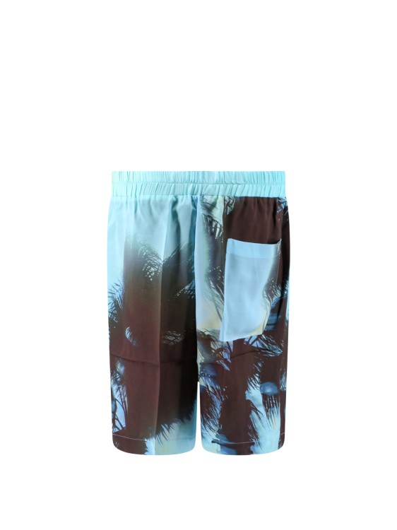 Shop Laneus Viscose Bermuda Shorts With All-over Print In Black