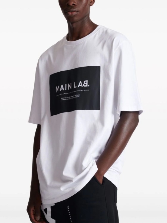 Shop Balmain White Crew Neck Print T-shirt