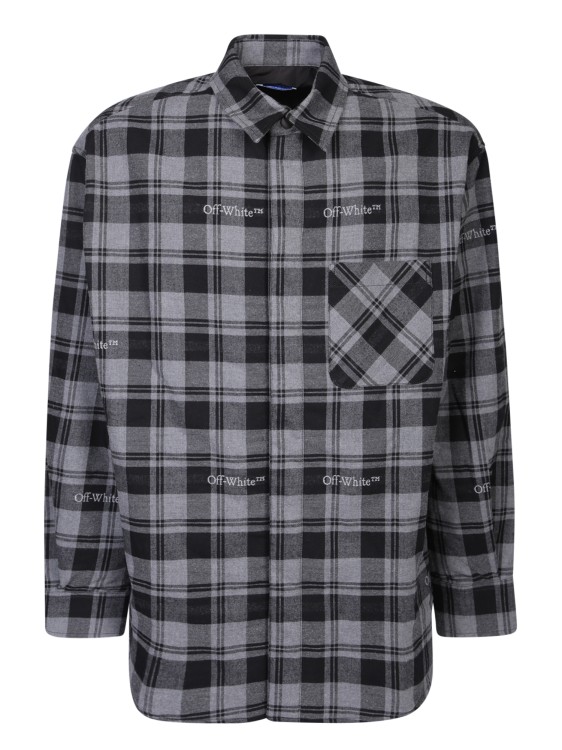 Shop Off-white Black/gray Checked Shirt Jacket