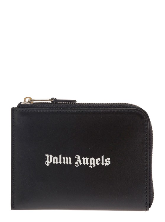 Shop Palm Angels Zip Portacarte Logo In Black