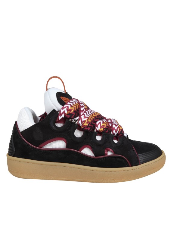 Shop Lanvin Curb Sneakers In White And Bordeaux Leather And Suede In Black