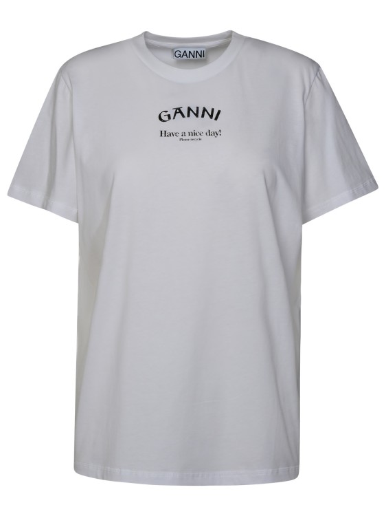 Shop Ganni White Cotton T-shirt
