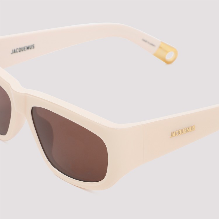 Jacquemus Cream Pilota Sunglasses In Neutrals
