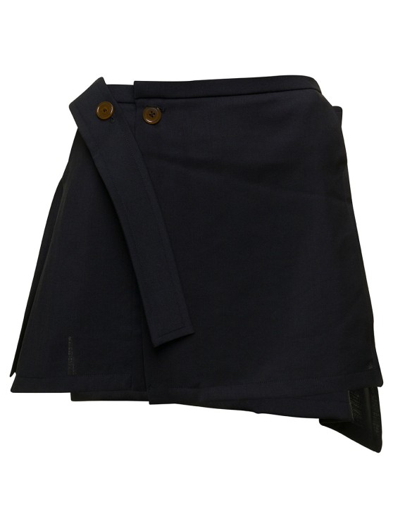 Shop Vivienne Westwood Meghan' Black Asymmetric Mini Skirt With Buttons In Wool