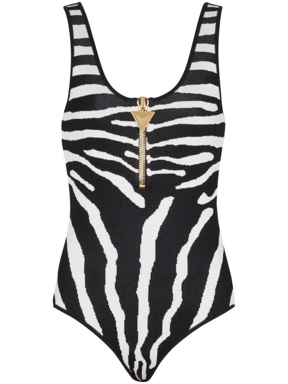 Shop Balmain Top Zebra Jacquard White/black
